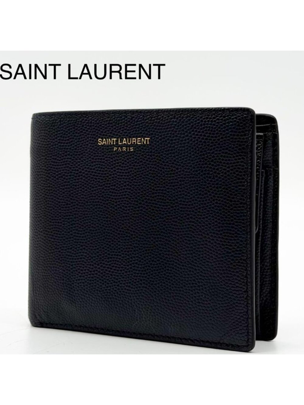 Saint Laurent Bifold Wallet Navy Compact Caviar Leather